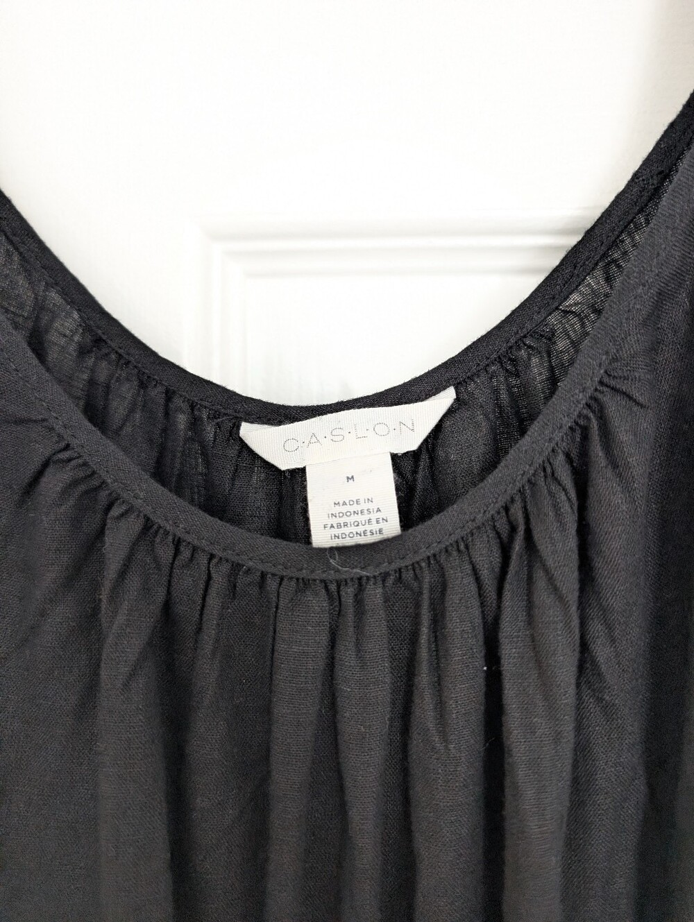 Caslon Black Linen-blend Tiered Ruffle-Shoulder Maxi Dress Size Medium - Picture 3 of 6